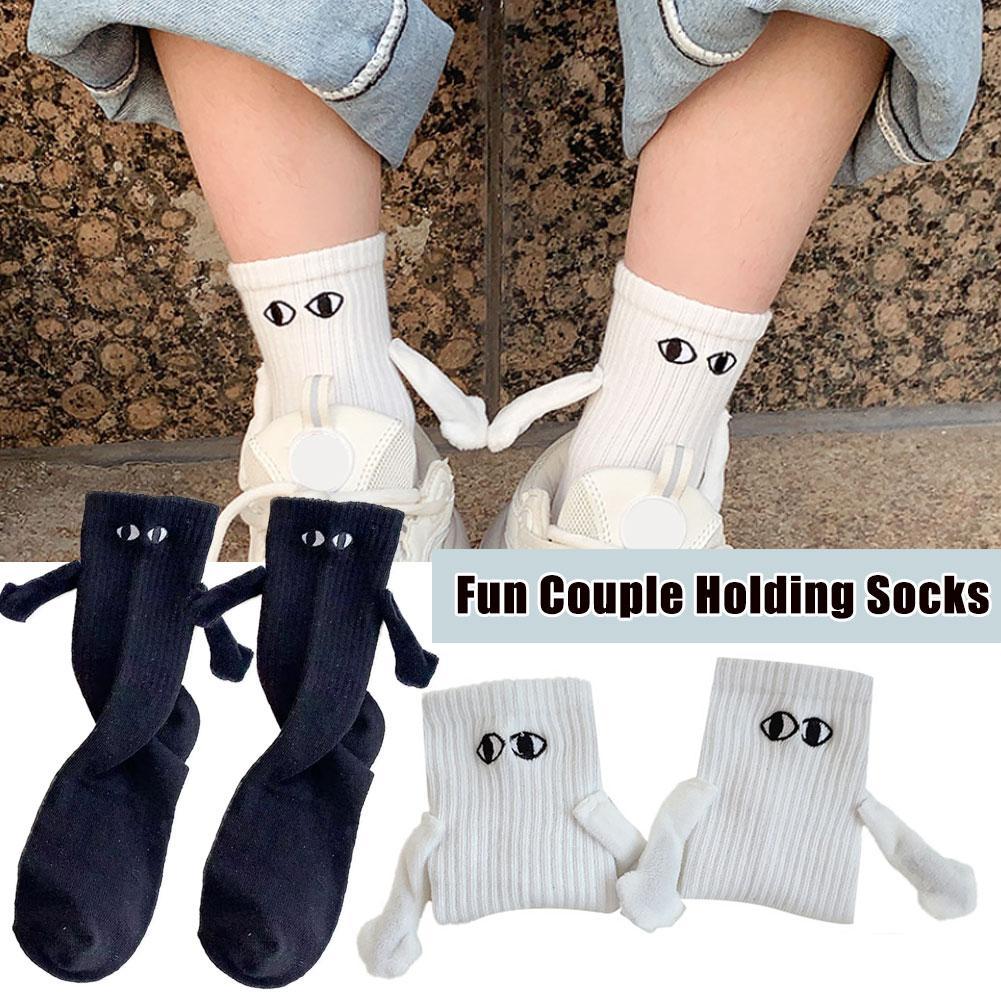 Magnetic Suction Hand In Hand Couple Socks Cartoon Lovely Breathable Comfortable Socks For Women Holding Hands Sock Image