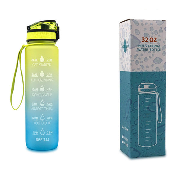 1L Tritan Water Bottle With Time Marker Bounce Cover Motivational Water Bottle Cycling Leakproof Cup For Sports Fitness Bottles Image