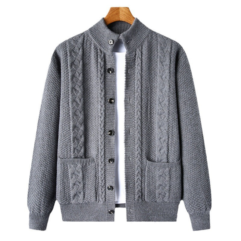 Young And Middle-aged Thick Knit Cardigan Retro Jacquard Loose-fitting Sweater Jacket Image