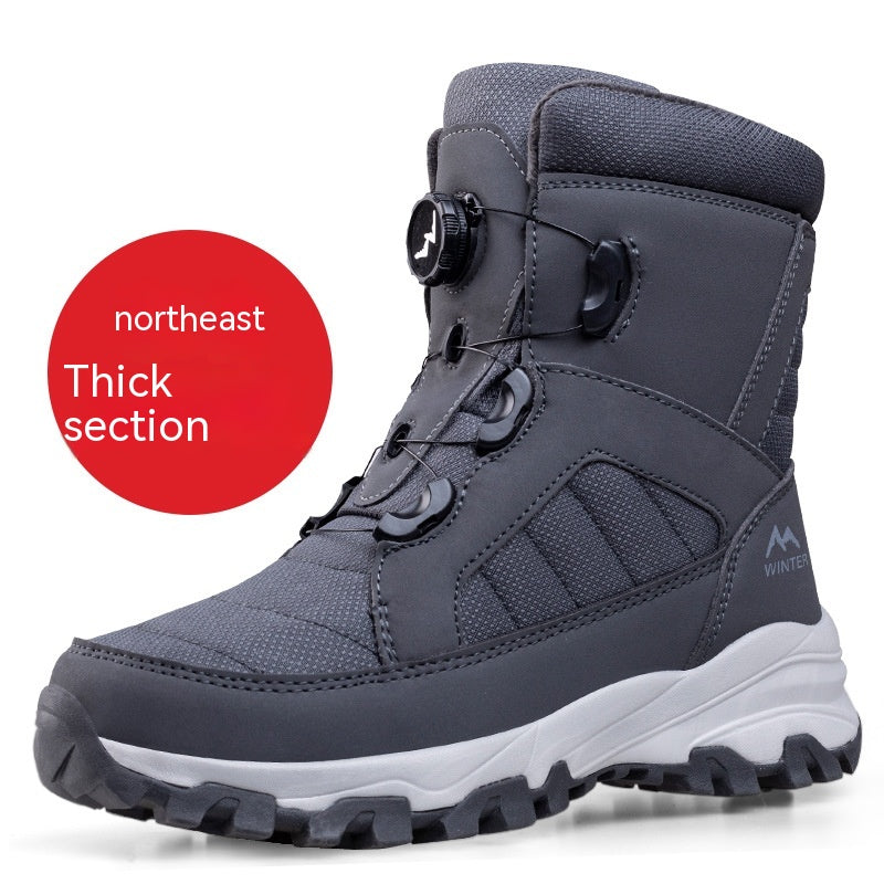 Men's Button Snow Boots Fleece-lined Thickened Women Image