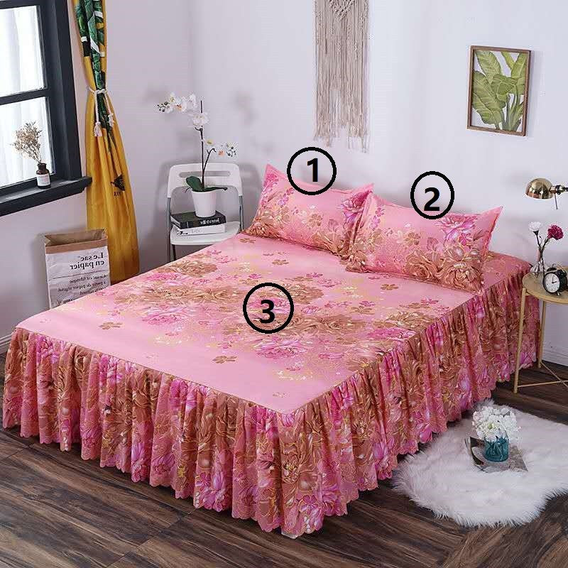 Bed Skirt Pillowcase 3 Woolly Bedsheet Bedding Set Bedspread Image