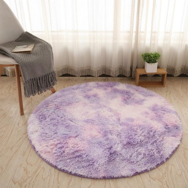 Fluffy Round Rug Carpets For Living Room Decor Faux Fur Carpet Kids Room Long Plush Rugs For Bedroom Shaggy Area Rug Modern Mat Image