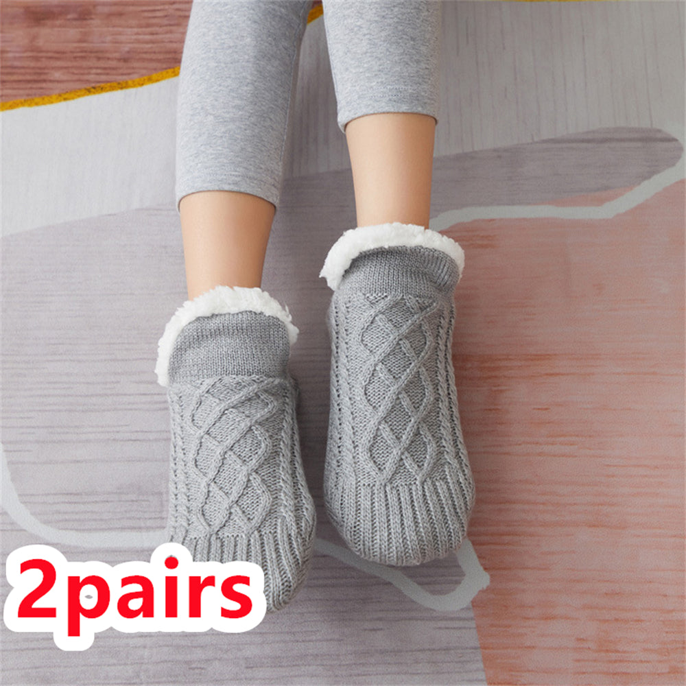 Winter Woolen Socks Women Thicken Warm Home Bedroom Socks Slippers Men Non-slip Foot Warmer Snow Socks Calcetines Mujer Image