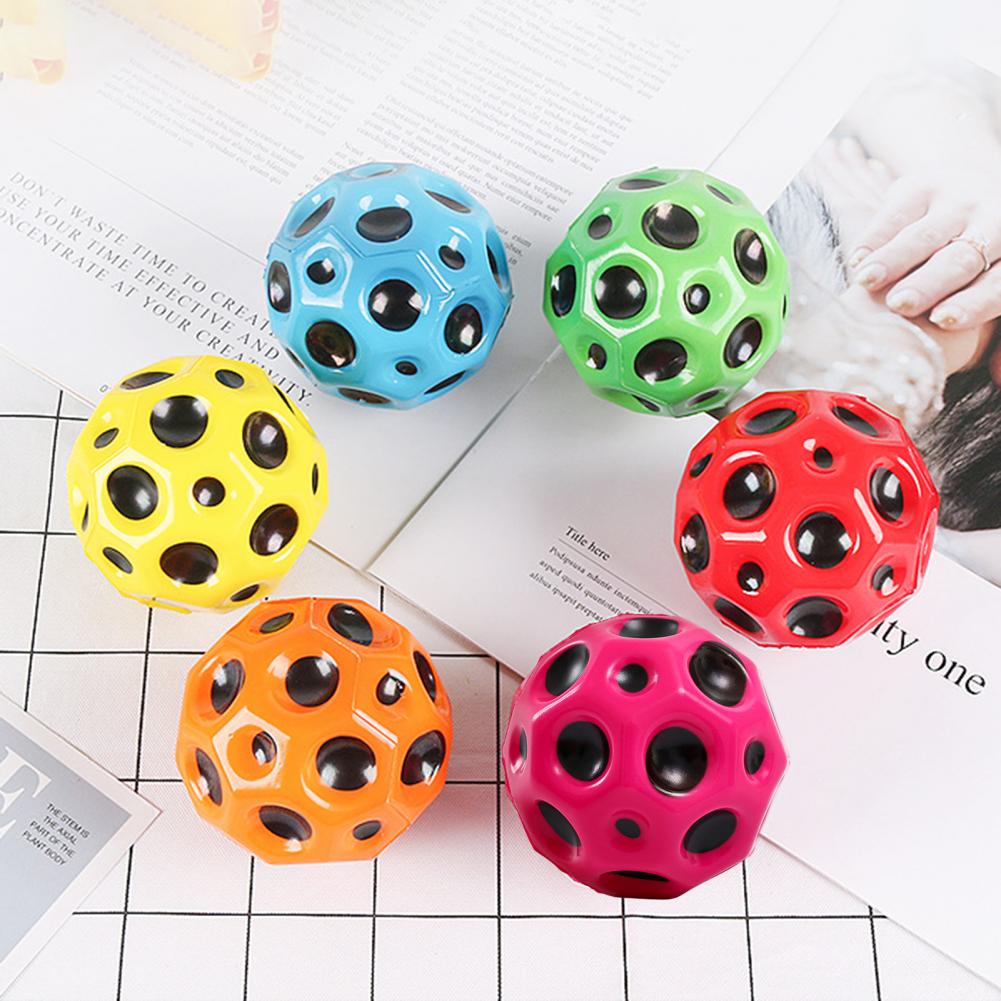 Hole Ball Soft Bouncy Ball Anti-fall Moon Shape Porous Bouncy Ball Kids Indoor Outdoor Toy Ergonomic Design Image