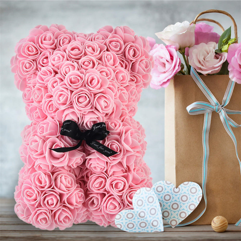 Valentine's Day Gift Rose Bear Eternal Flower Rose Teddy Bear PE Foam Bear 25cm Valentines Day Image