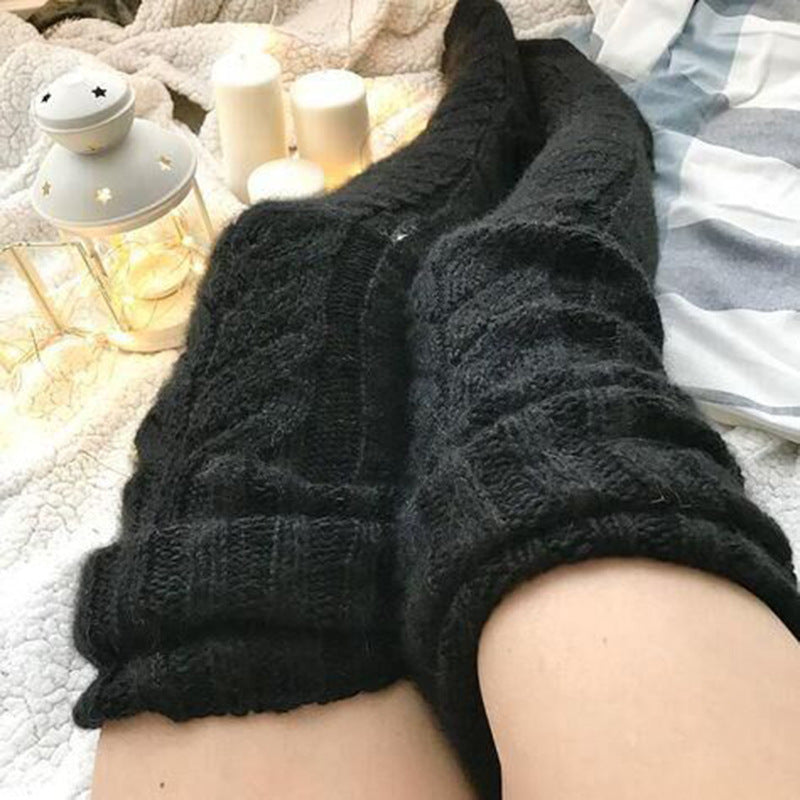 Winter Socks Over The Knee Lengthened Long Tube Knitted Pile Socks Image