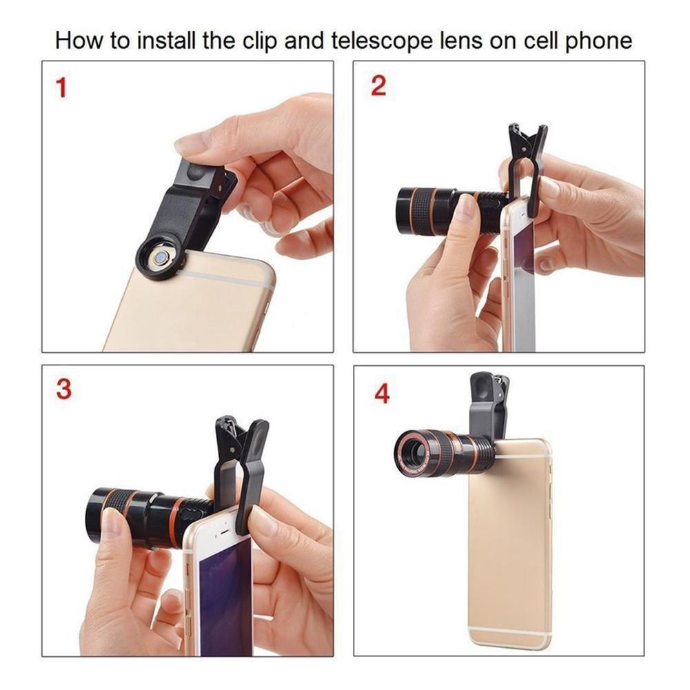 HD 8X Clip On Optical Zoom Telescope Camera Lens For Universal Mobile Cell Phone Image