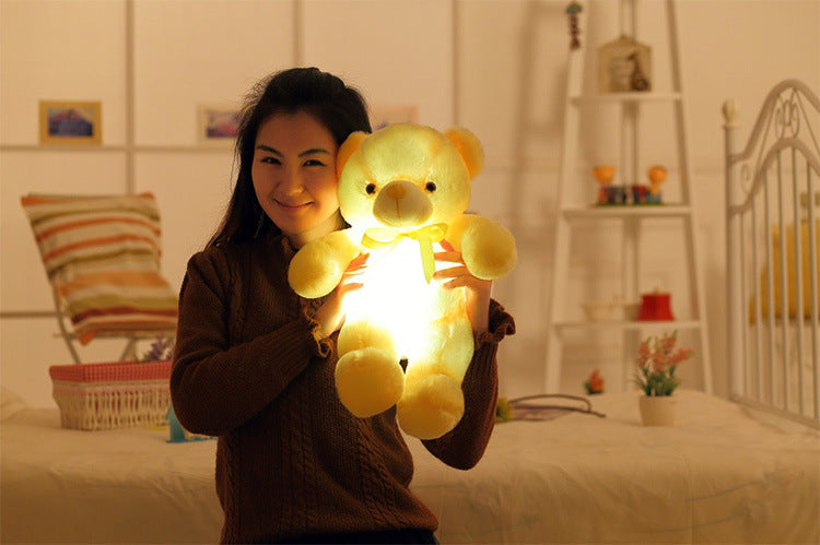 Creative Light Up LED Teddy Bear Stuffed Animals Plush Toy Colorful Glowing Christmas Gift For Kids Pillow Image