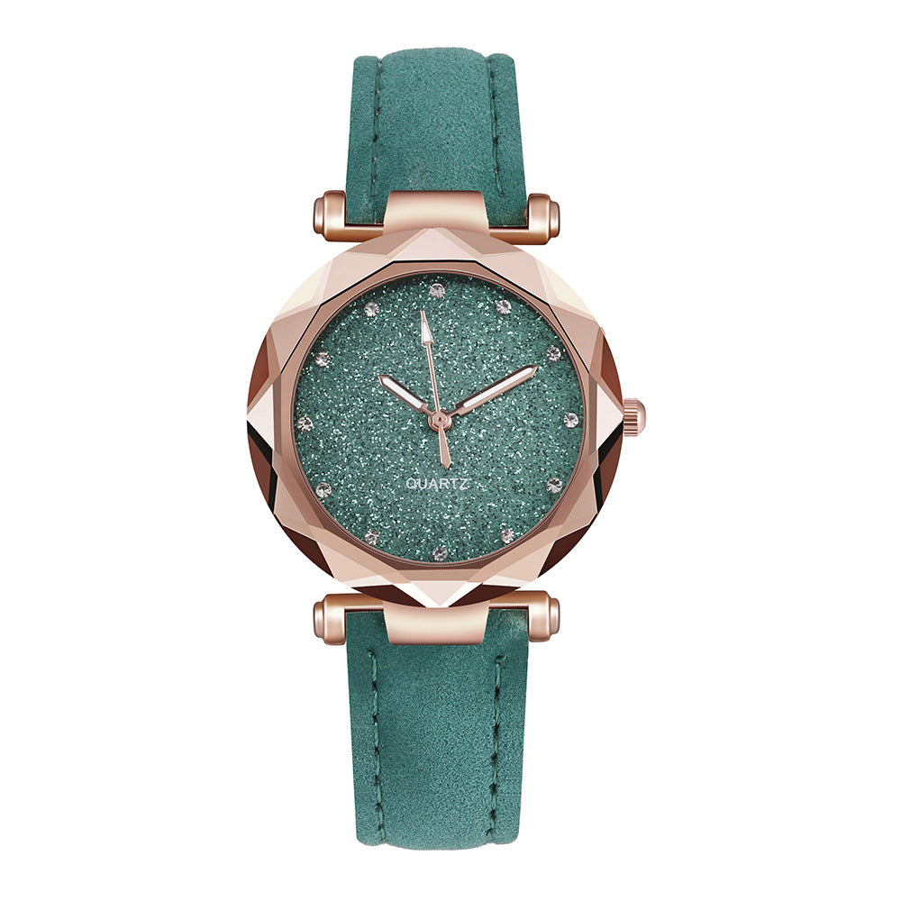 Casual Women Romantic Starry Sky Wrist Watch Leather Rhinestone Designer Ladies Clock Image