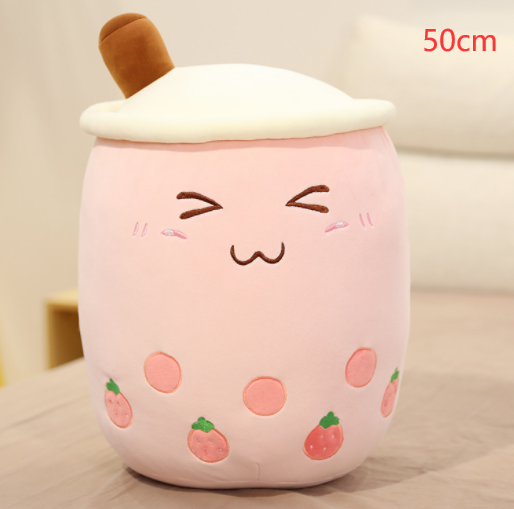 Cute Fruit Drink Plush Stuffed Soft Strawberry Milk Tea Plush Boba Tea Cup Toy Bubble Tea Pillow Cushion Kids Gift Image