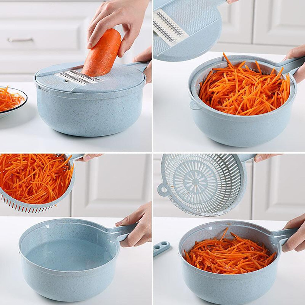 8 In 1 Mandoline Slicer Vegetable Slicer Potato Peeler Carrot Onion Grater With Strainer Vegetable Cutter Kitchen Accessories Image