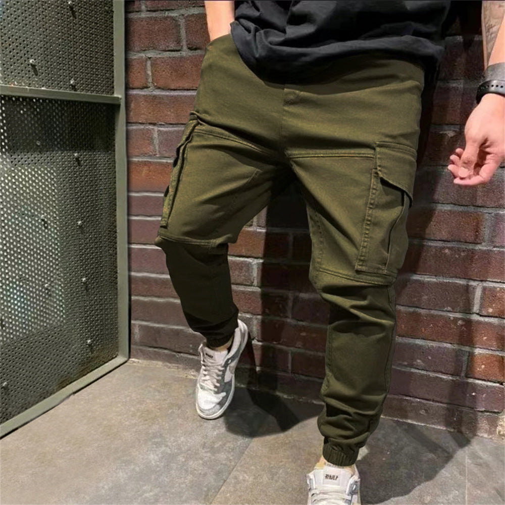 Mens Sports Pants With Pockets Casual Cargo Trousers Image