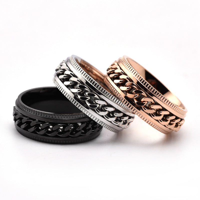 Mens Stainless Steel Spinner Rings Men Cool Fidget Band Image