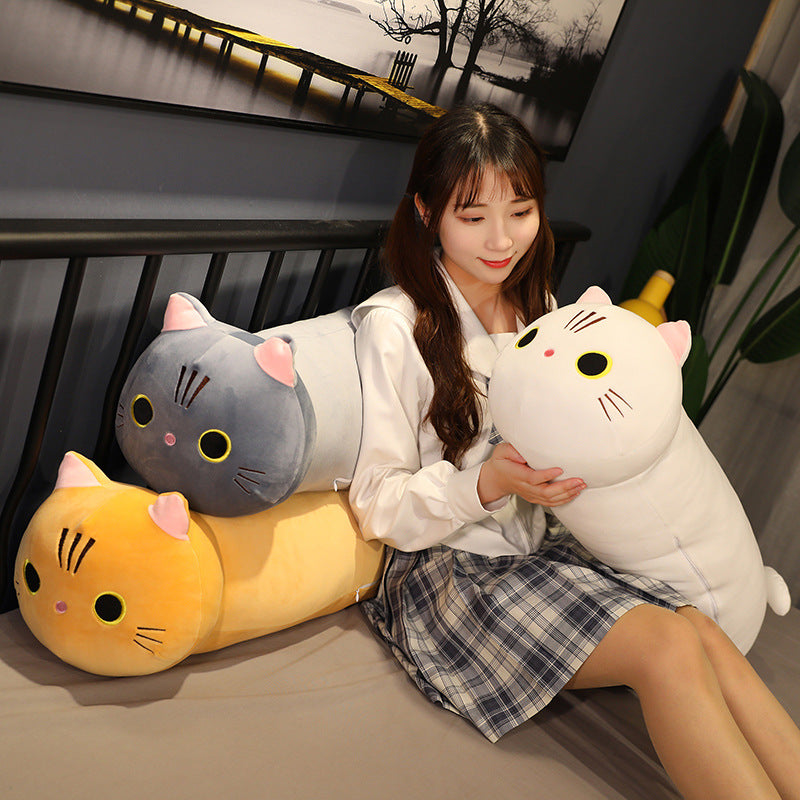 Large Size Cartoon Cat Plush Toys Stuffed Cloth Doll Long Animal Pillow Cushion Image