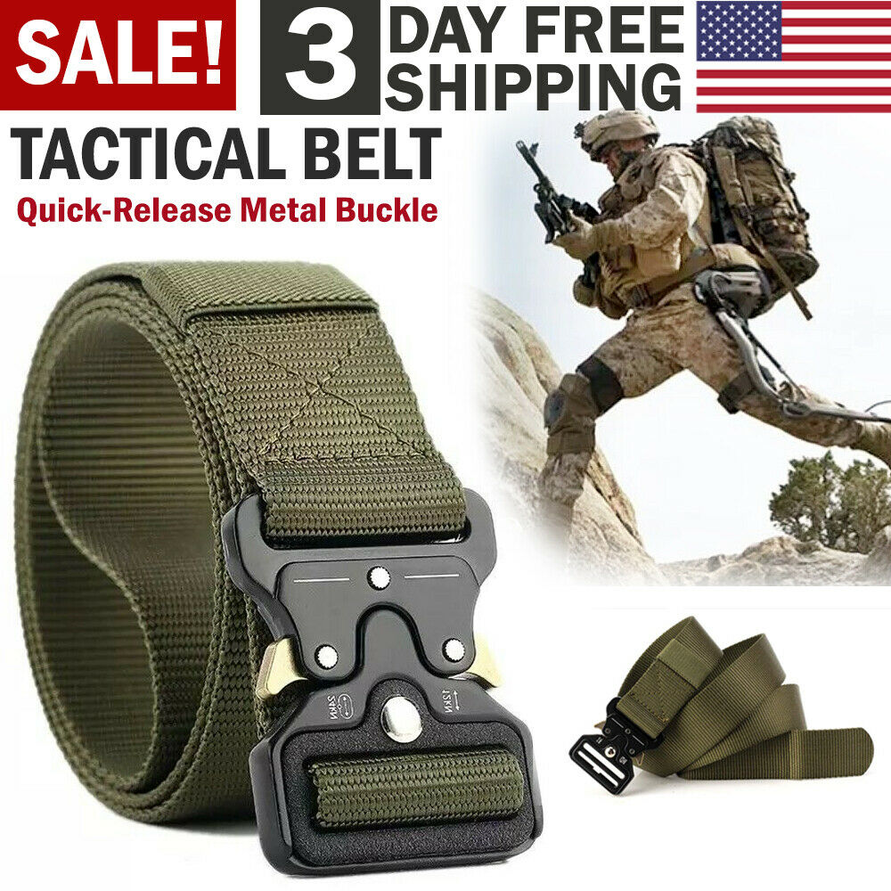 Military Tactical Belt Heavy Duty Security Working Utility Nylon Army Waistband Image