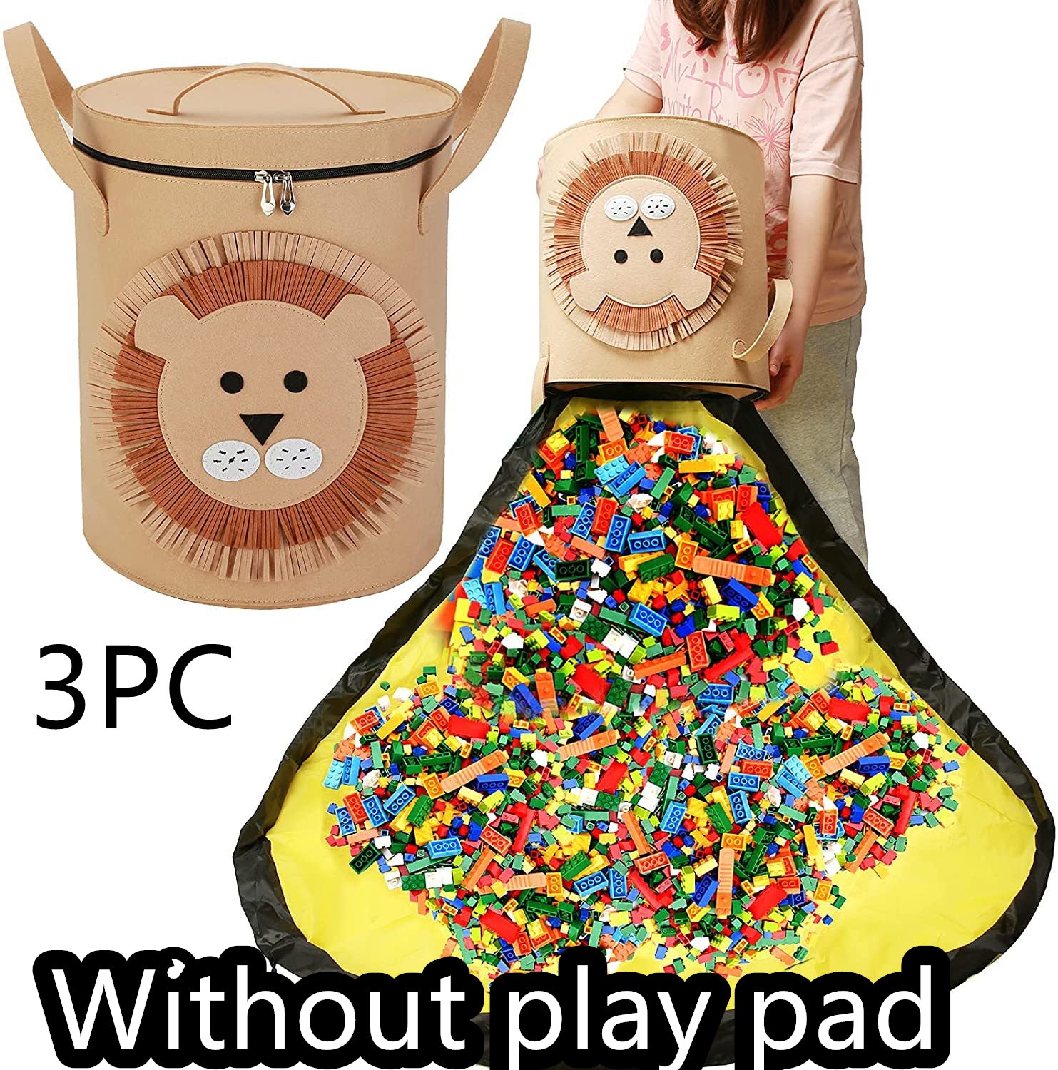 Felt Storage Bag Toy Play Mat 2 In 1 Pull Rope Image