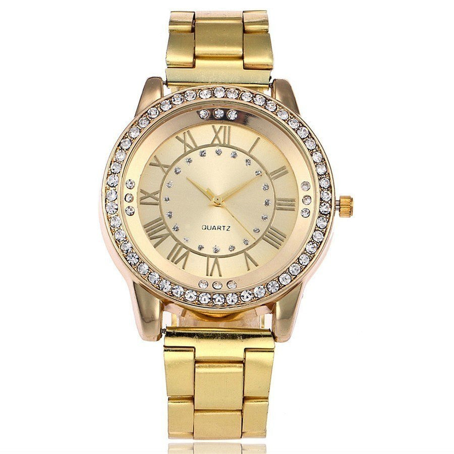 Vansvar Brand Rose Gold Watch Luxury Women Dress Rhinestone Quartz Watch Casual Women Stainless Steel Wristwatches Female Clock Image