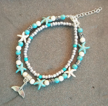 Europe and America Conch Mizhu Yoga Anklet Turtle Bracelet Beach Pendant Starfish Pearl Retro Turtle Anklet Image