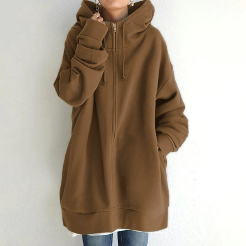 Women's Fuzzy Hoodies Long Sport Pullover Hoodie Full-Zip Hoodie Sweatshirt Image