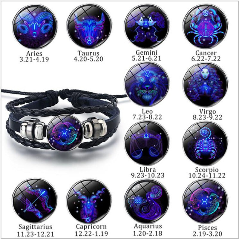 Zodiac Constellation Bracelet Braided Design Bracelet For Men Women Kids Image