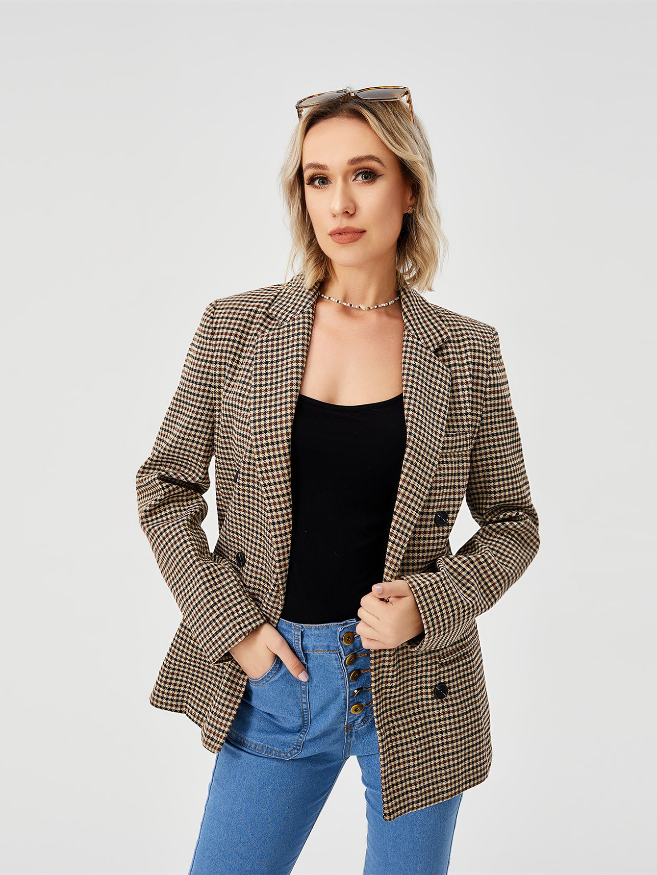 Womens Casual Blazer Jacket  Long Sleeve Work 0ffice Blazer Lapel  Jacket Image