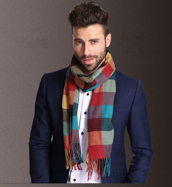 New Europe Fashion Shawl Scarves Men Winter Warm Tartan Image