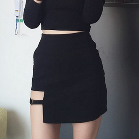 Korean Style Black Hip Skirts Irregular Hem Pencil Micro Mini Skirt Slim Women Party Skirts Black Bodycon Short Skirt Image