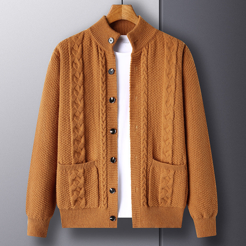 Young And Middle-aged Thick Knit Cardigan Retro Jacquard Loose-fitting Sweater Jacket Image