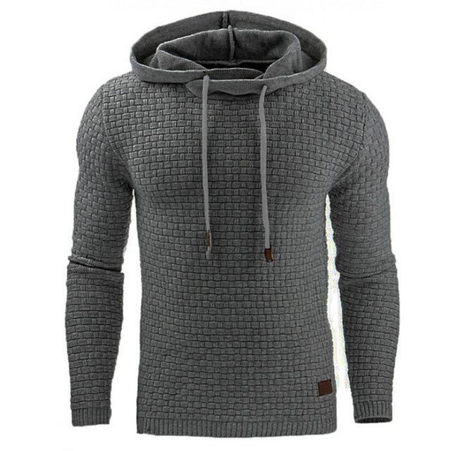 Men's Jacquard Sweater Long-sleeved Hoodie Warm Color Hooded Sweatshirt Jacket Image