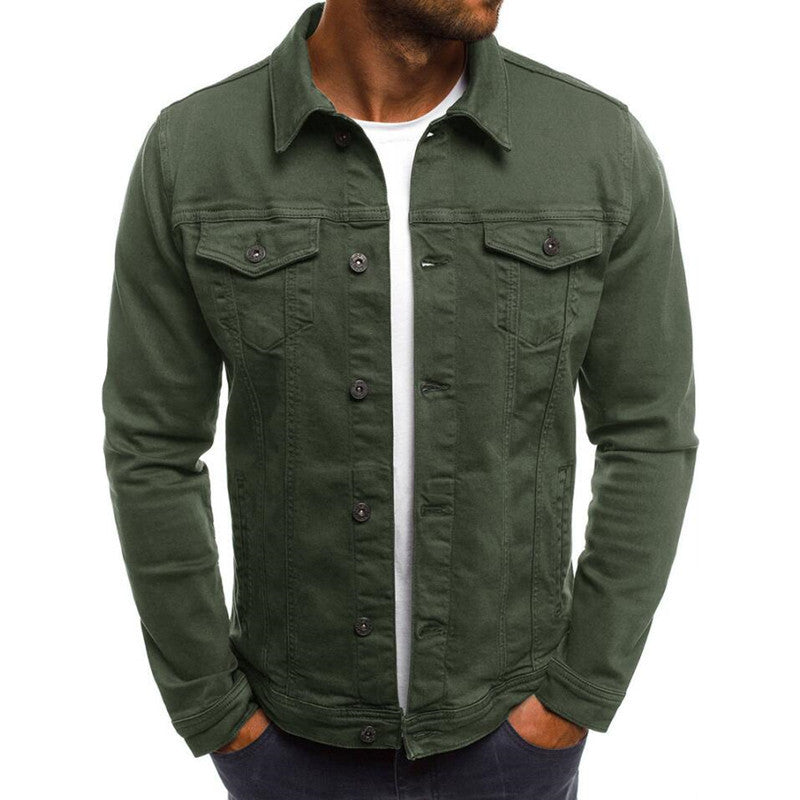 Casual Men Jacket Denim Button Shirt Image