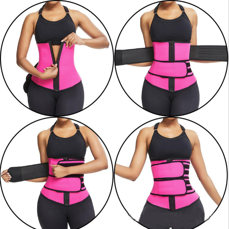 Tummy Sweat Shapewear Bodysuits Women Waist Trainer Slimming 2-3 Belts Workout Shaper Corset Image