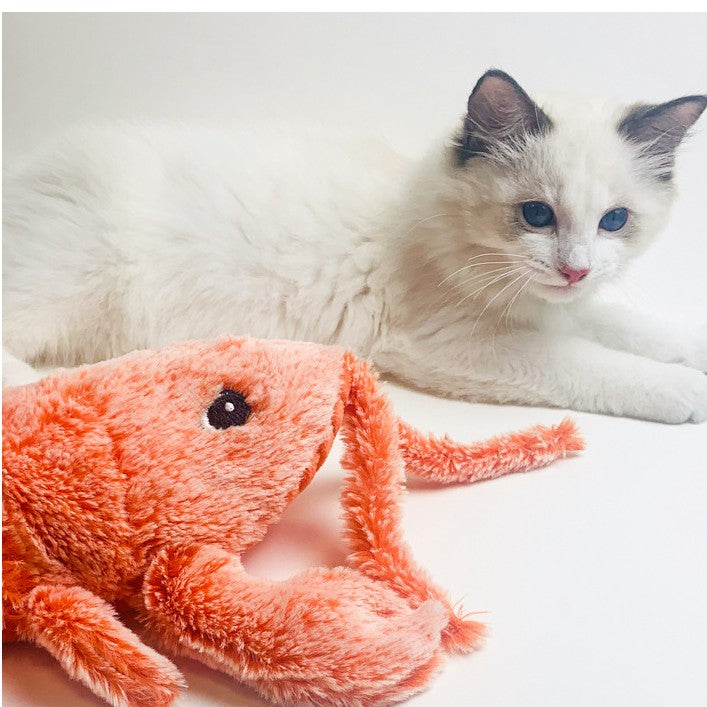 Pet Toys Electric Jumping Shrimp USB Charging Simulation Lobster Funny Cat Plush Pets Toy Image