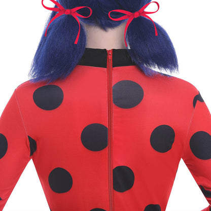 Kids Ladybug Costume Dress Up Cosplay Black Spot Red Jumpsuit 5Pcs Sets For Halloween Carnival Masquerade Fantasy