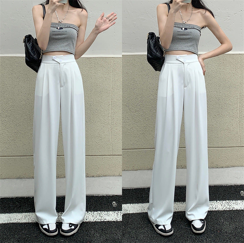 Women's New High Waist Loose Drape Suit Wide Leg Pants Image