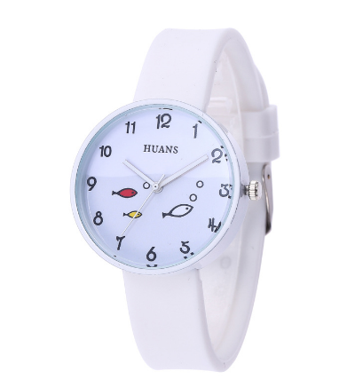 Children Watch For Girls Color Silicone Strap Fashion Quartz Wristwatch Fish Dial Cartoon Kids Clock Image