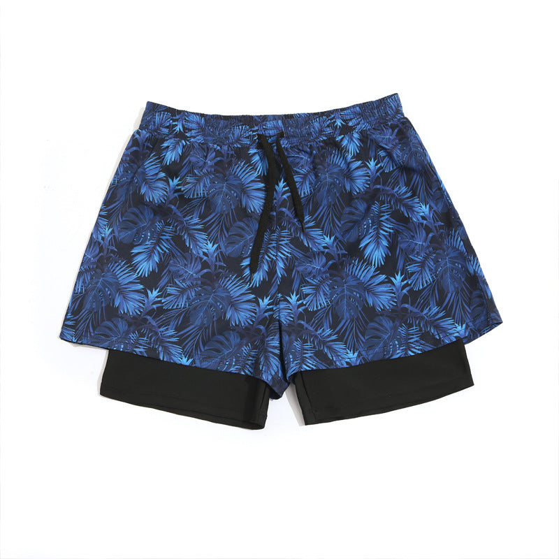 Loose Swimming Trunks Summer Printed Double Layer Beach Shorts Image