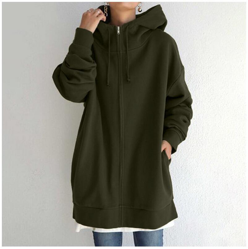 Women's Fuzzy Hoodies Long Sport Pullover Hoodie Full-Zip Hoodie Sweatshirt Image