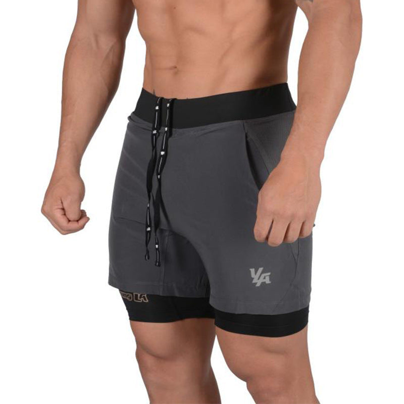 New Running Shorts Summer Men's Gym Fitness Bodybuilding Training Quick-drying Shorts Men's Jogging Running Sports 2-in-1 Shorts Image