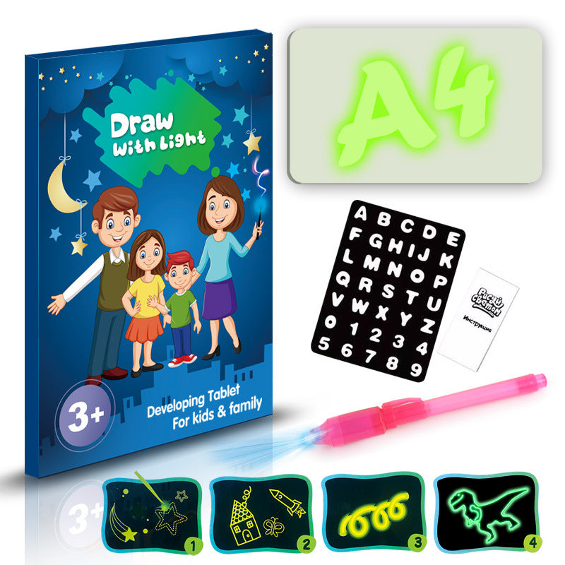 Educational Toy Drawing Pad 3D Magic 8 Light Effects Puzzle Board Sketchpad Image