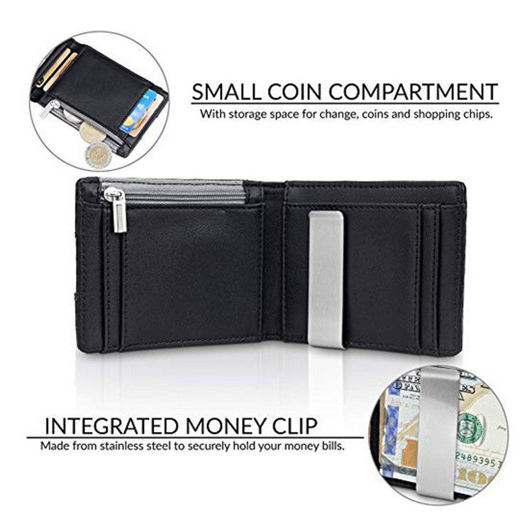 Men's Card Holder Fiber Leather Money Clip Wallet Image