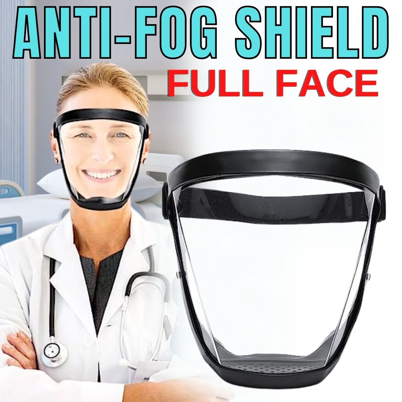 Full Face Super Protective Mask Anti-fog Shield Safety Transparent Head Cover Image