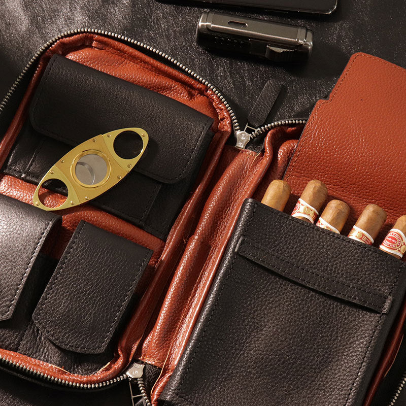 Leather Cigar Bag Carry-on Travel Portable Moisturizing Cigar Case Image