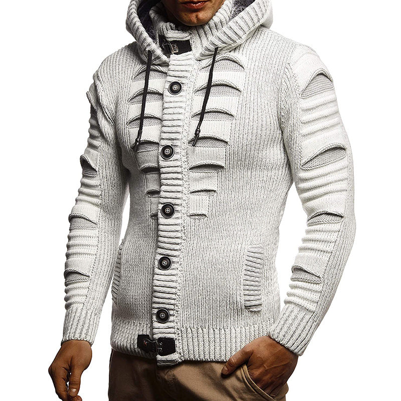 Sweater Men's Hooded Knitted Cardigan Jacket Image