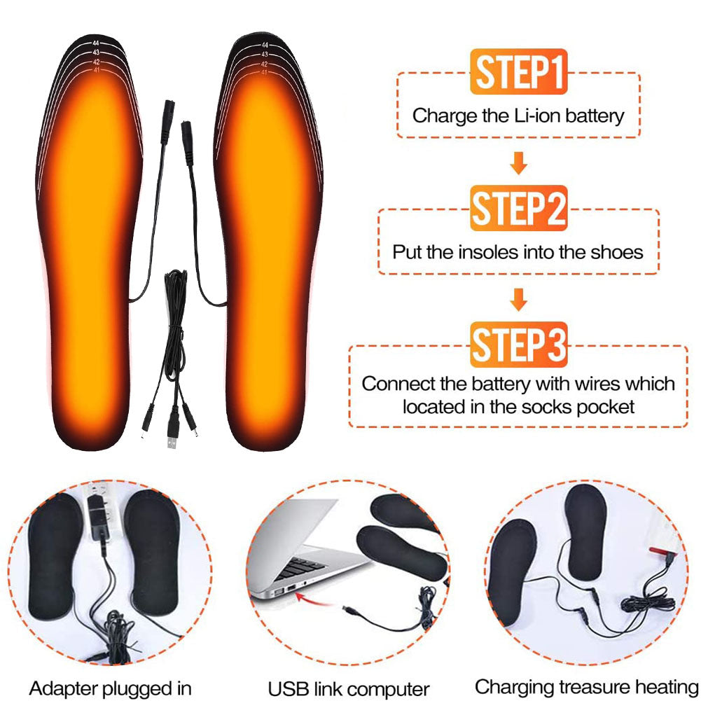 USB Heated Shoes Insoles Can Be Cut Winter Warm Heating Insoles Pad Feet For Boots Sneaker Shoes Image