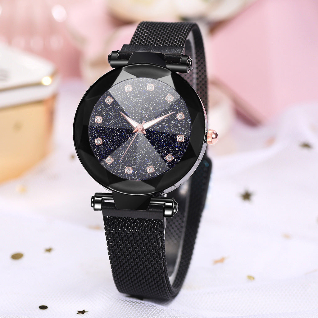 Women's Watch Square Diamond Rhinestone Starry Sky Face Ladies Casual Fashion Watch Set Bracelet Watch Image