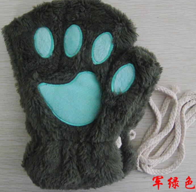 Winter Lovely Half Cover Paw Bear Cat Claw Gloves Short Finger Image