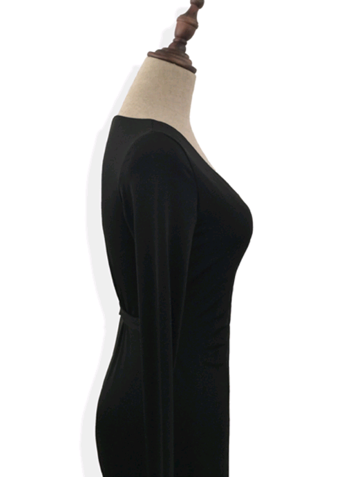 New V-neck Tie Waist Slim Slimming Dress Image