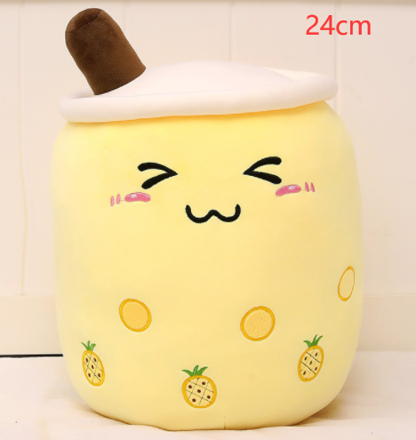 Cute Fruit Drink Plush Stuffed Soft Strawberry Milk Tea Plush Boba Tea Cup Toy Bubble Tea Pillow Cushion Kids Gift Image