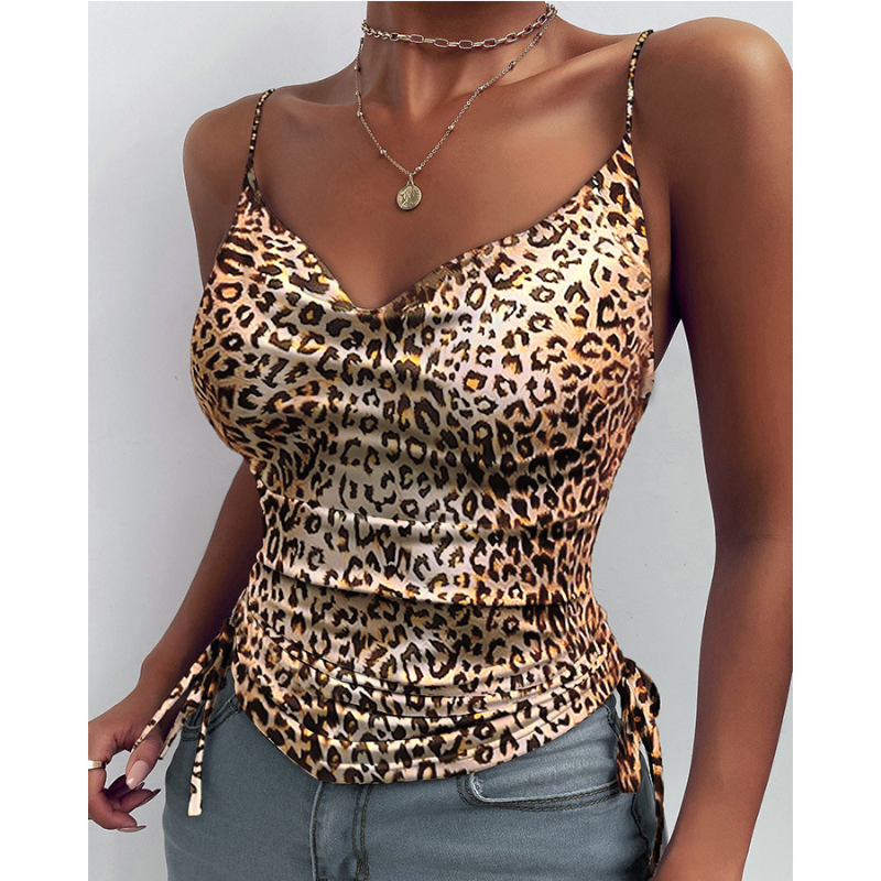 Spaghetti Strap Tops V-neck Camisole Shirts Women Summer Clothes Image