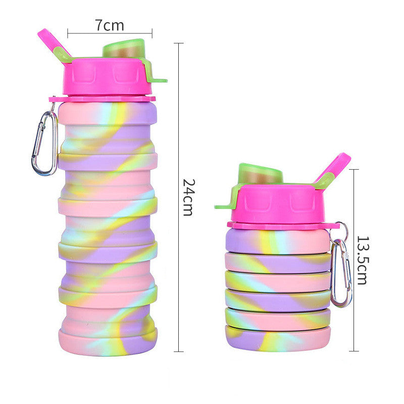 Foldable Water Bottle Leakproof Fold Silicone Cute Water Bottles Kids Cup with Straw Image